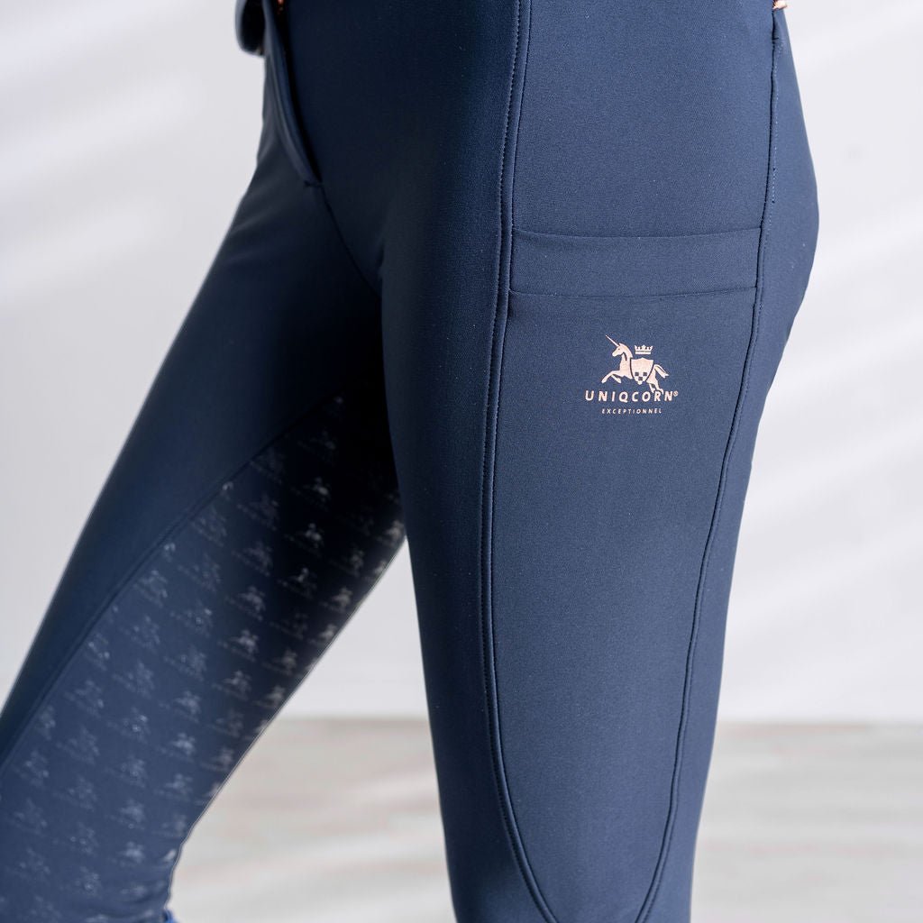 Uniqcorn Exceptionnel Dressage Training Breeches "Prussian Blue" - Full Seat