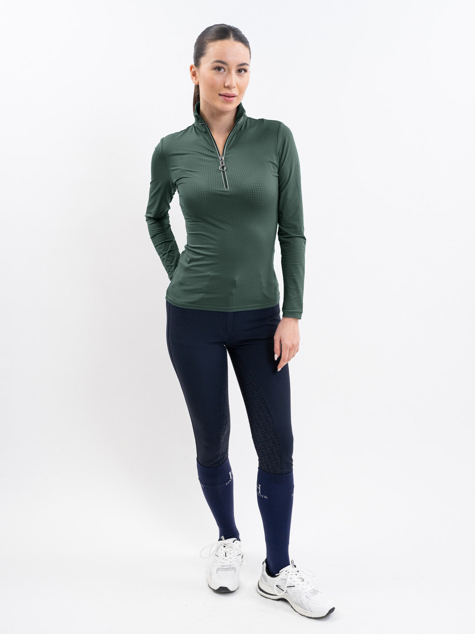 Harcour USA - Breezi Women's Perforated Zip Up Long Sleeve Technical Riding Shirt