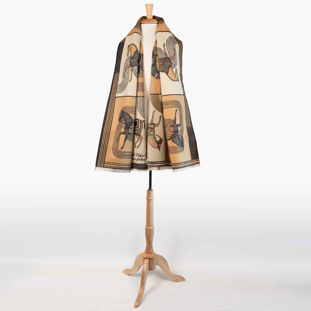 Urban Equestrian Cavallo -  Caramel Equestrian Motif Luxe Shawl