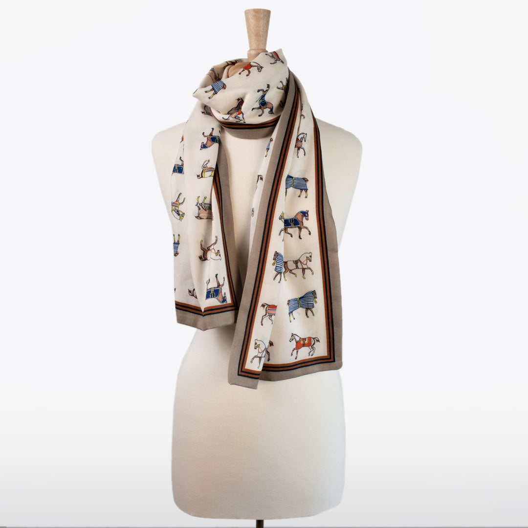 Urban Equestrian The Paddock Wrap- Equestrian Motif Double Sided Jacquard Scarf
