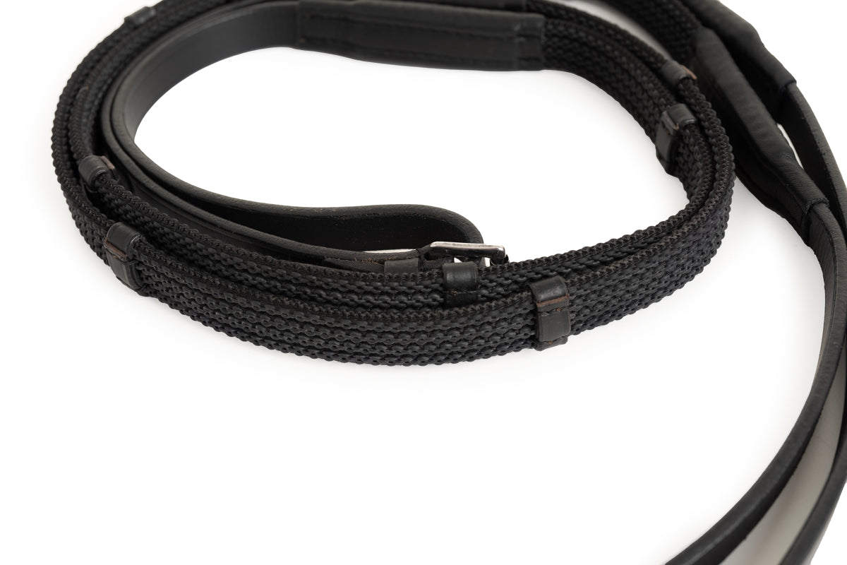 Correct Connect - Sure Grip Rubber Reins with 4" Rein Stops-Superb Slim Rubber Woven Grip