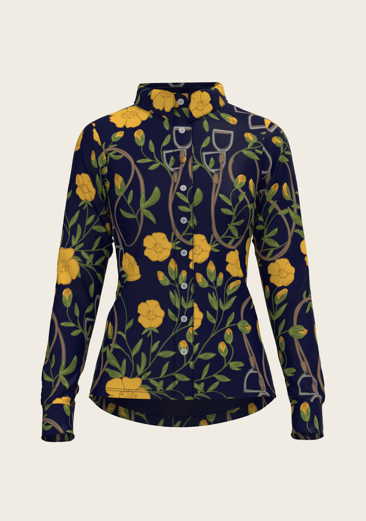 Espoir  Navy Stirrups Ladies Casual Button Shirt