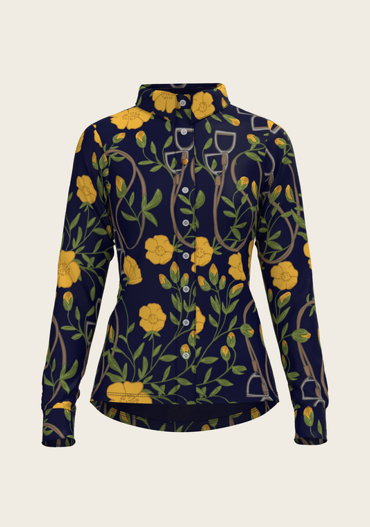 Espoir  Navy Stirrups Ladies Casual Button Shirt