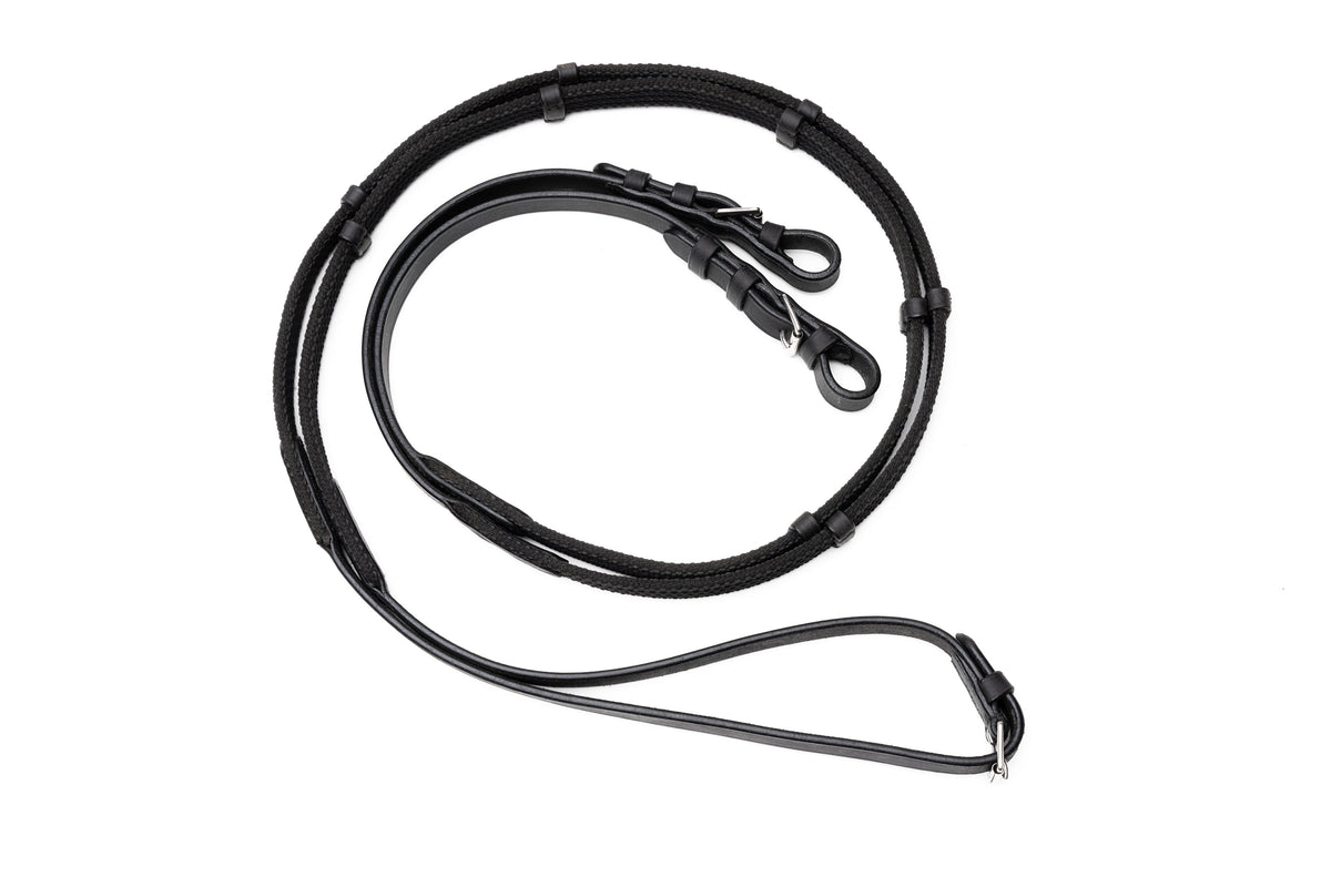 Correct Connect - Sure Grip Rubber Reins with 4" Rein Stops-Superb Slim Rubber Woven Grip