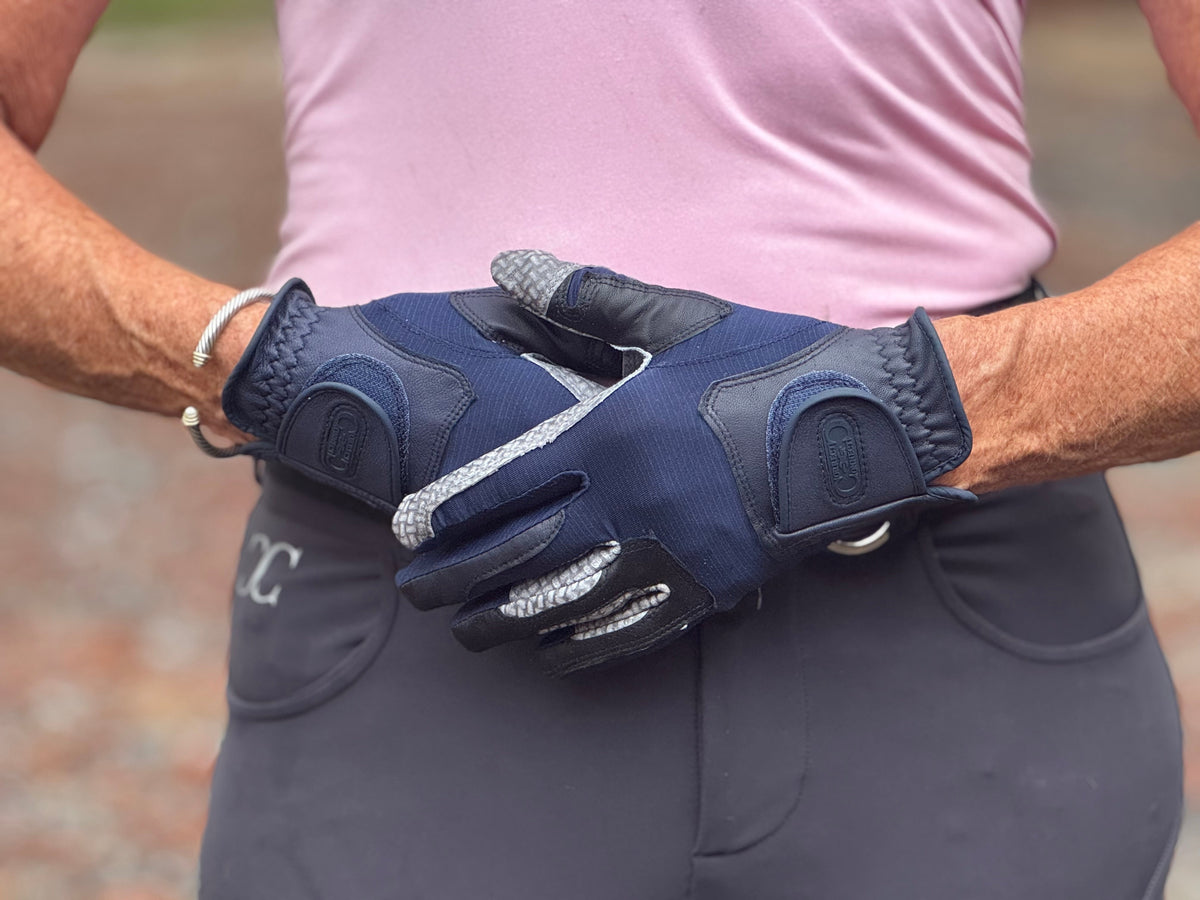 Correct Connect - Oil-Tac Copper Tech™️ Leather Premium Riding Glove in Navy