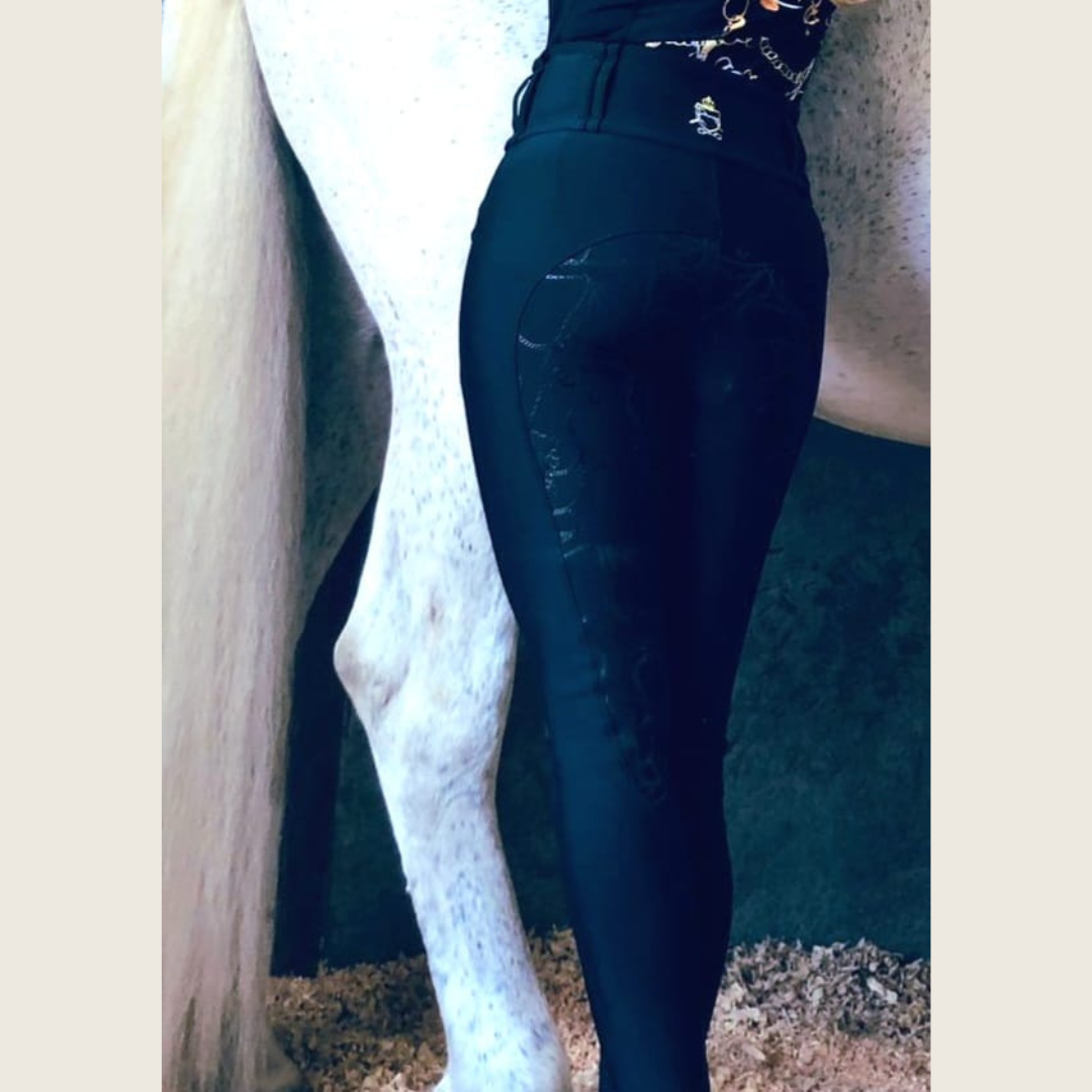 Dressage Queen Dream - Black Silicone Grip Breeches with Belt Loops