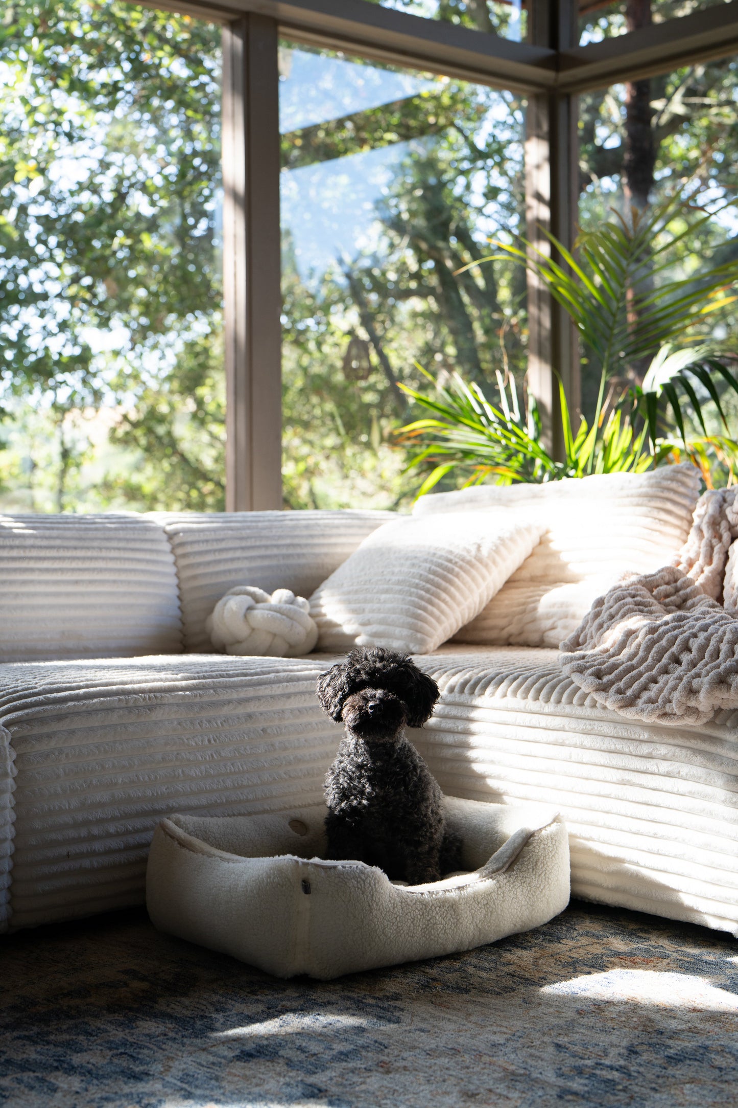 Chester & Lee Furry Sleeper Dog Bed Beige