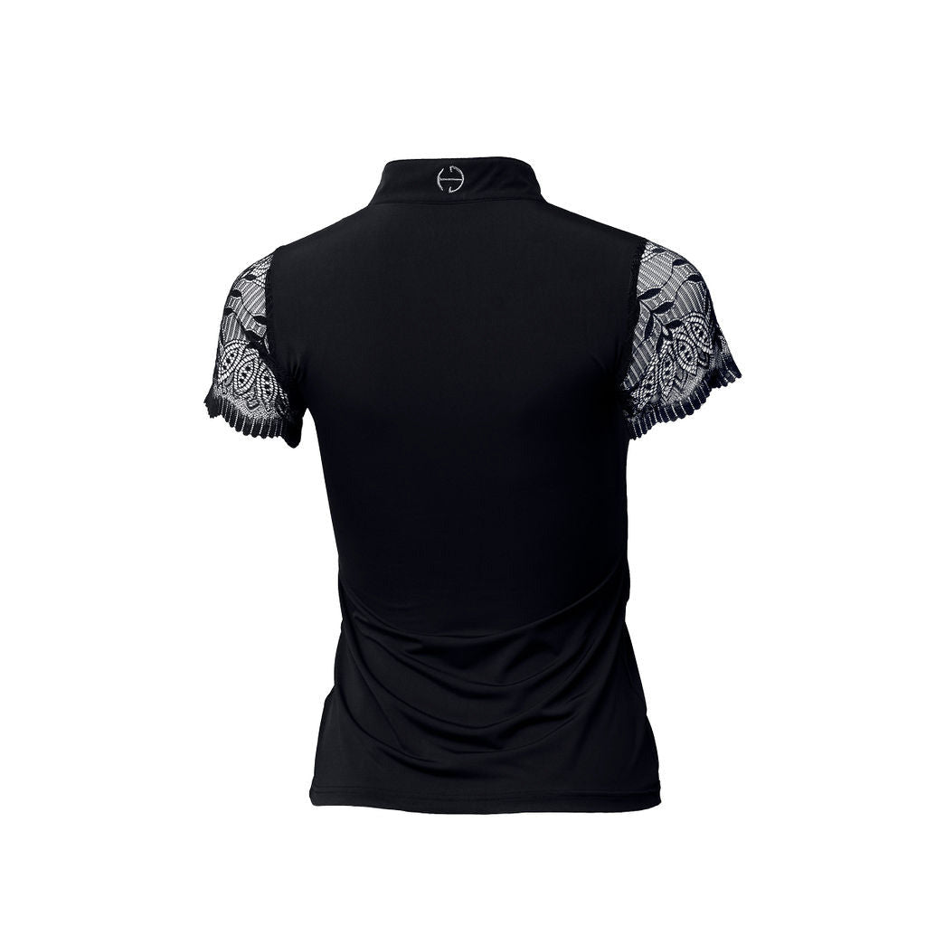 Halter Ego - Charlie Short Sleeve Lace Riding Shirt - Black