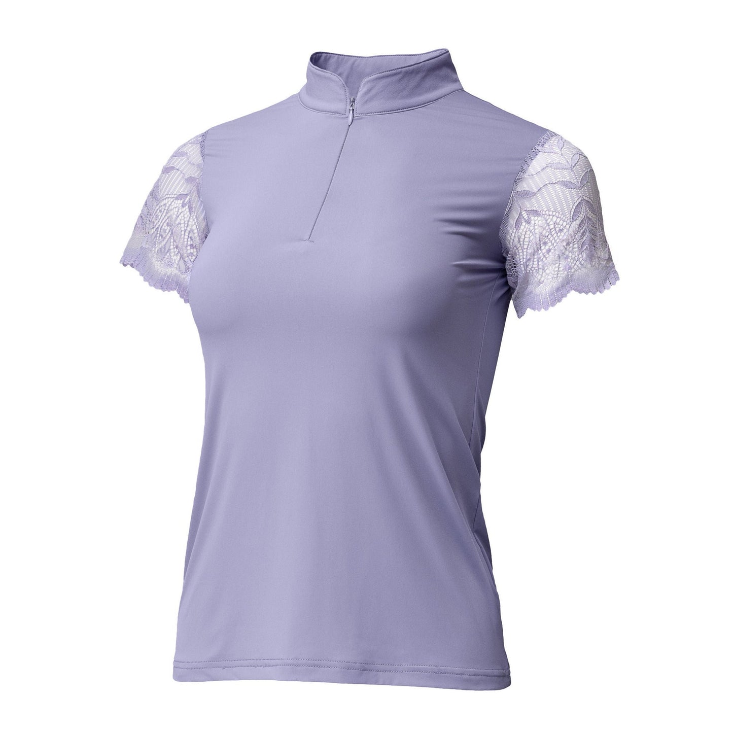 Halter Ego - Charlie Short Sleeve Lace Riding Shirt - Light Amethyst