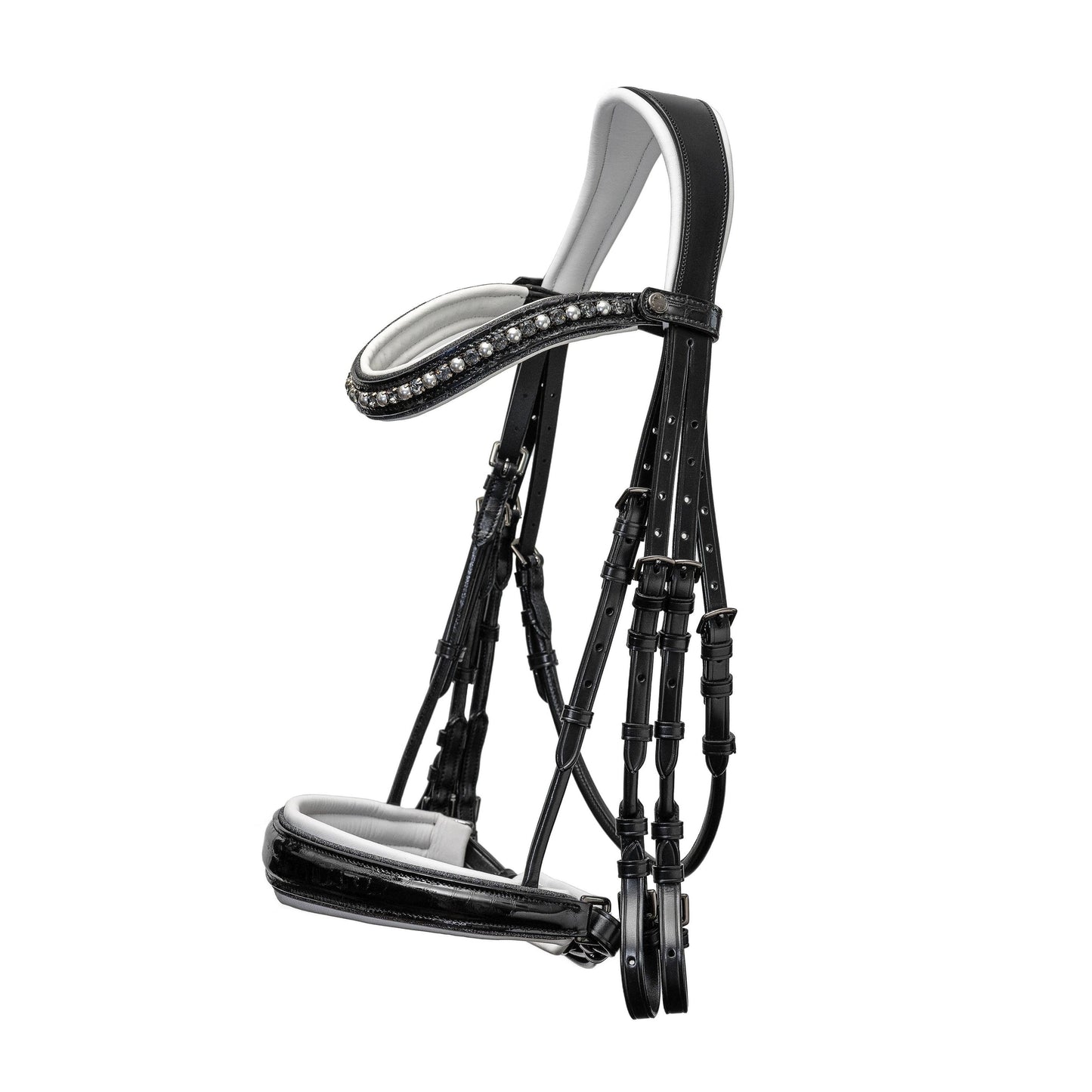 Halter Ego - The Harlow Black Rolled Leather Double Bridle