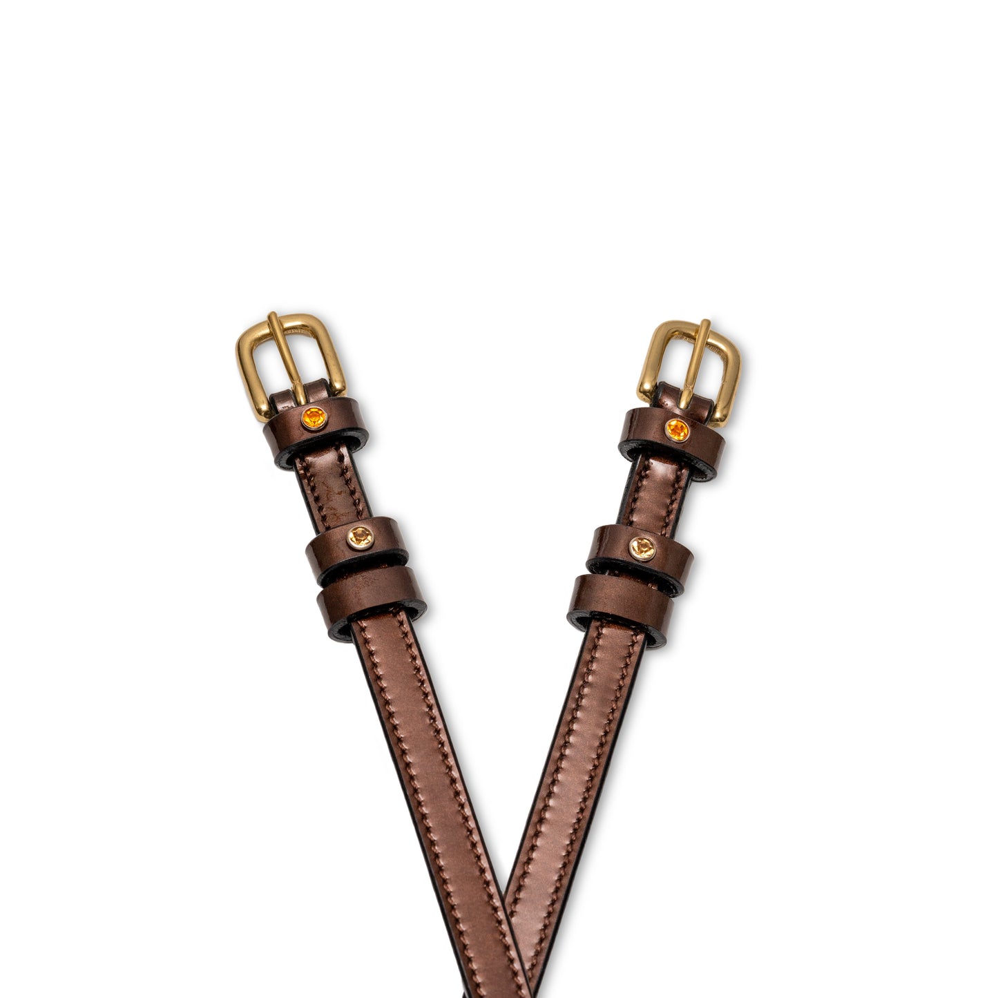 Halter Ego - Catalonia Metallic Bronze Patent Leather Spur Straps