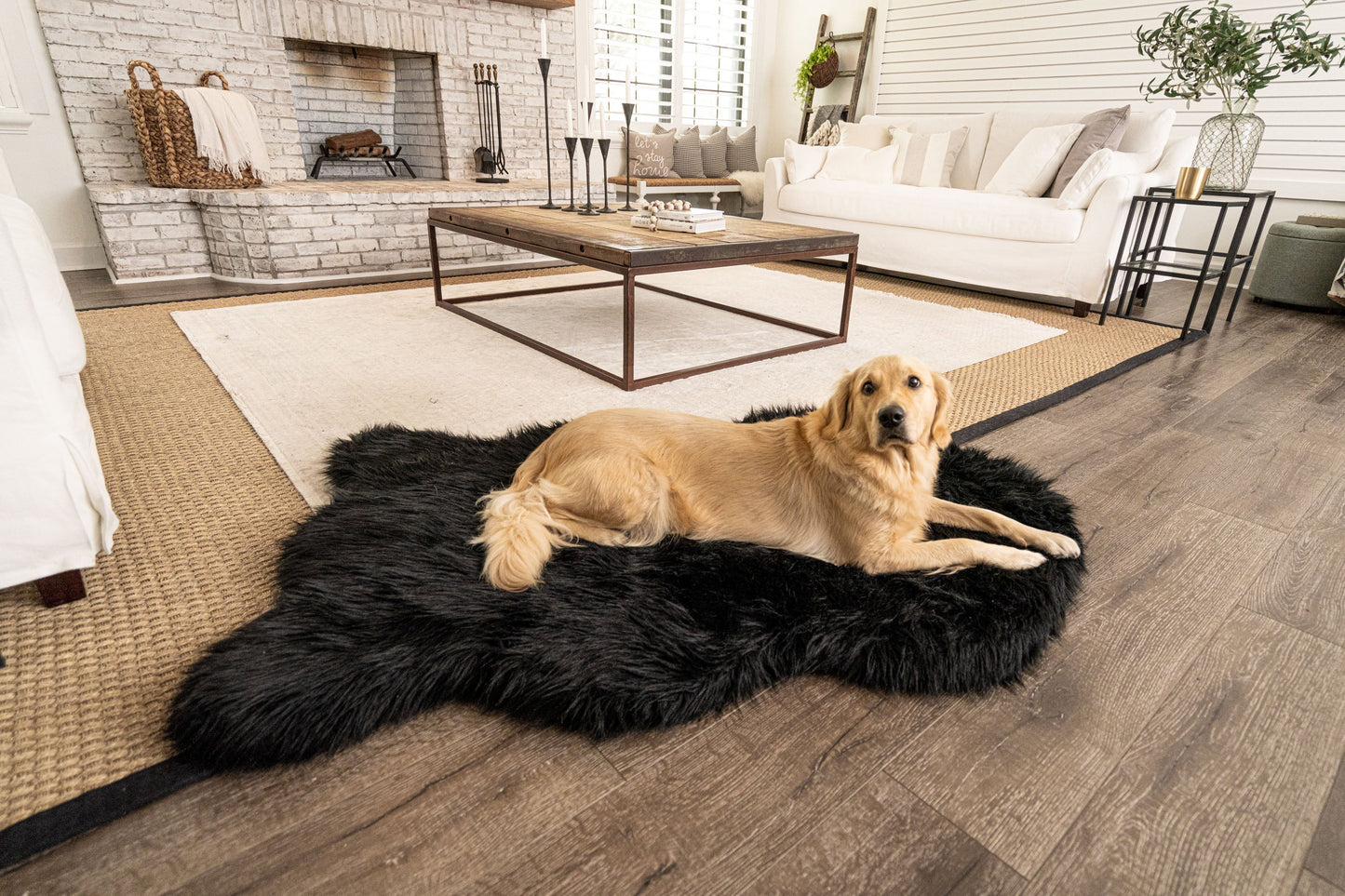 PupRug by Paw.com®  Faux Fur Orthopedic Dog Bed - Curve Midnight Black