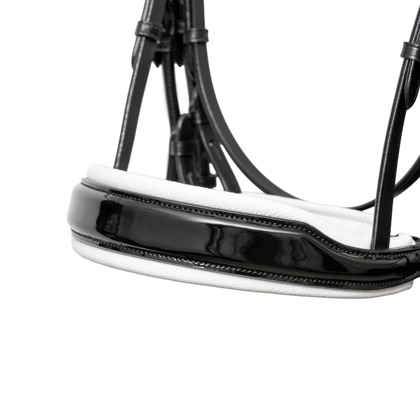 Halter Ego - Mont Blanc Black Patent Double Bridle With White Padding