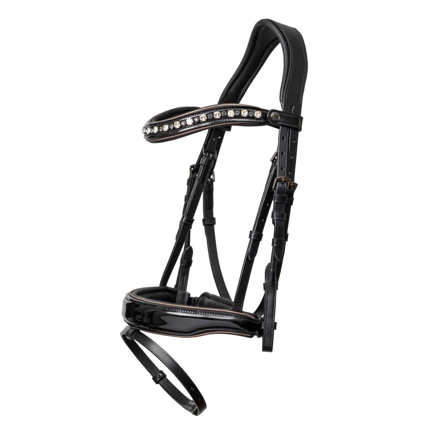 Halter Ego - Ocala Black Patent Leather Snaffle Bridle With Removable Flash