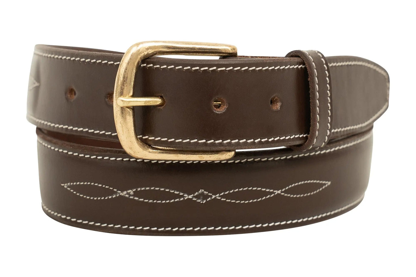 Huntley Equestrian Fancy Stitched Ladies  1.5" Inch wide belt, Brown