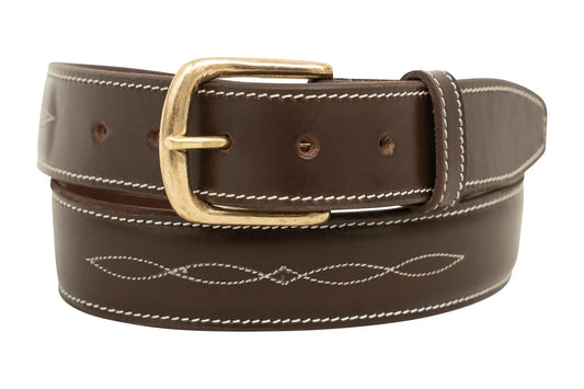 Huntley Equestrian Fancy Stitched Ladies  1.5" Inch wide belt, Brown