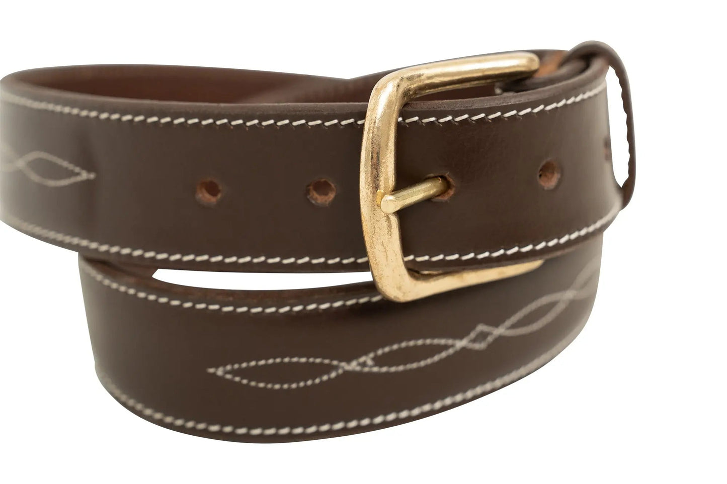 Huntley Equestrian Fancy Stitched Ladies  1.5" Inch wide belt, Brown