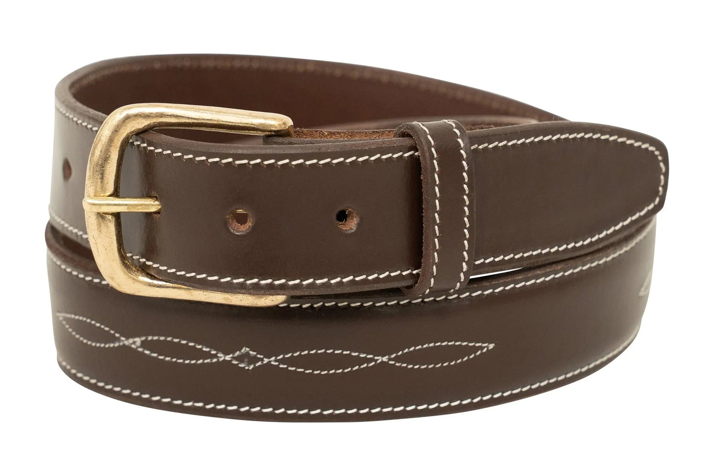Huntley Equestrian Fancy Stitched Ladies  1.5" Inch wide belt, Brown