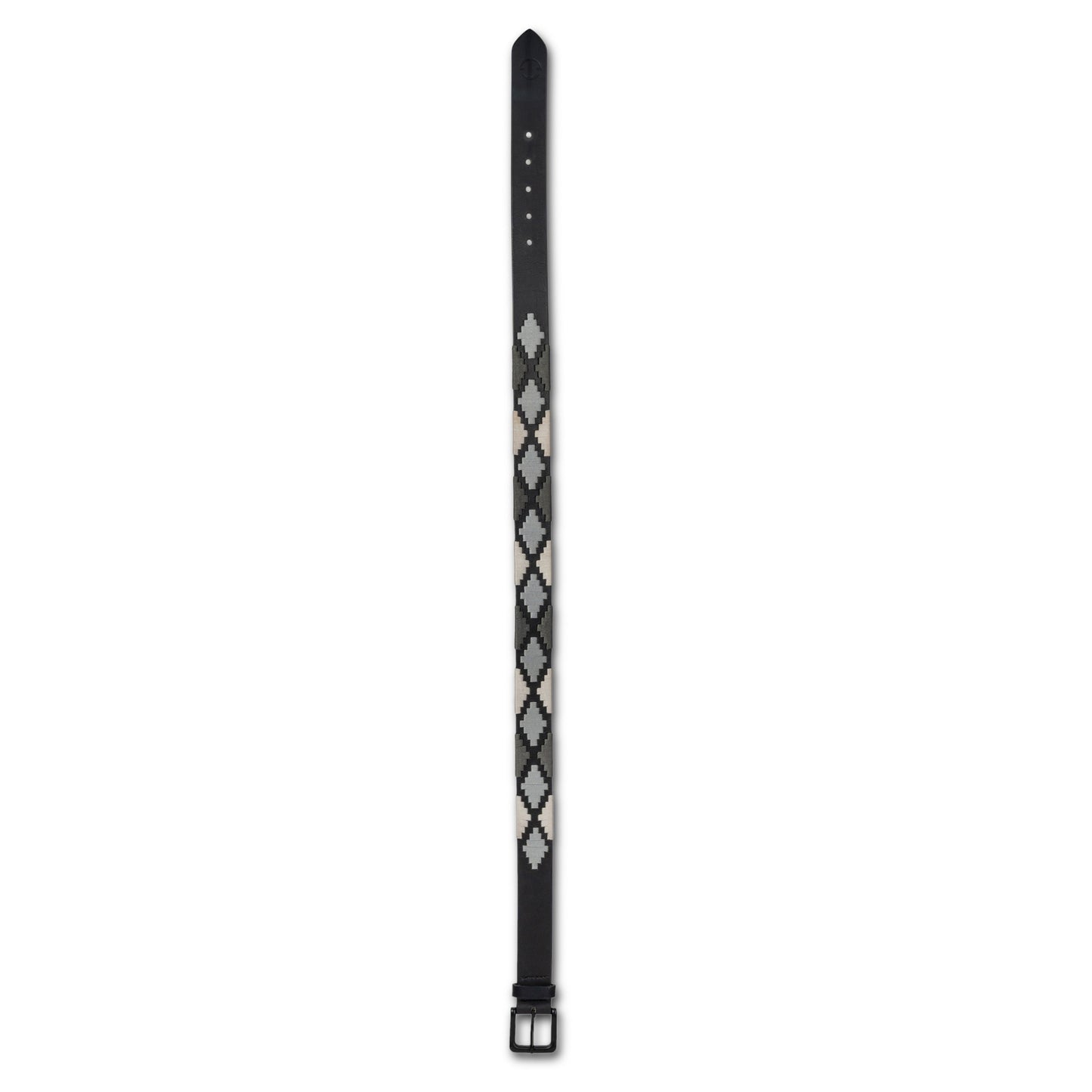 Halter Ego - Sierra Blanca  -Gunmetal Grey, Silver & Pearl Black Leather Polo Belt