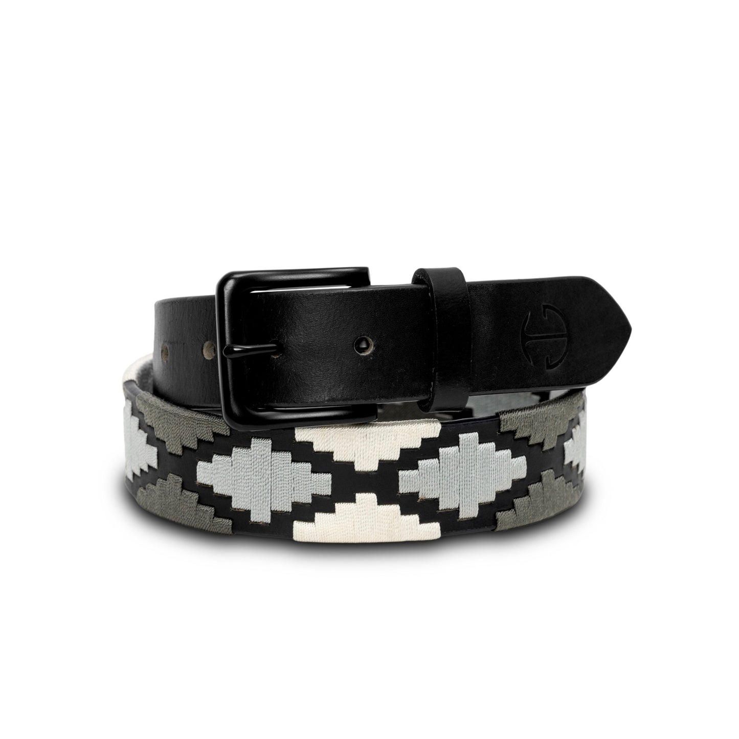 Halter Ego - Sierra Blanca  -Gunmetal Grey, Silver & Pearl Black Leather Polo Belt