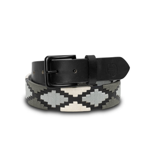 Halter Ego - Sierra Blanca  -Gunmetal Grey, Silver & Pearl Black Leather Polo Belt