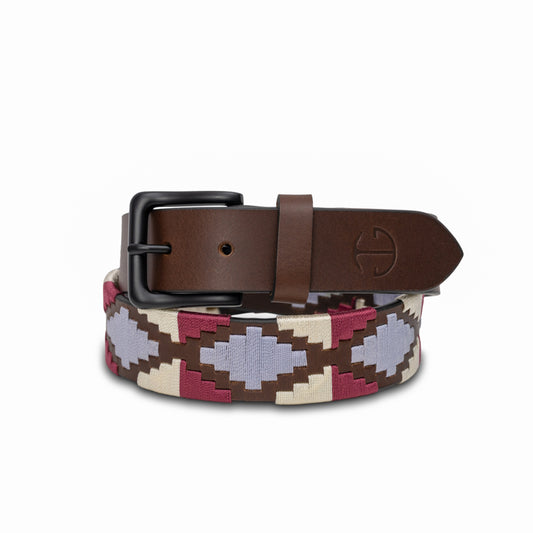 Halter Ego - Viñedo  Burgundy, Lavender Ice Blue, Brown & Ivory Brown Leather Polo Belt