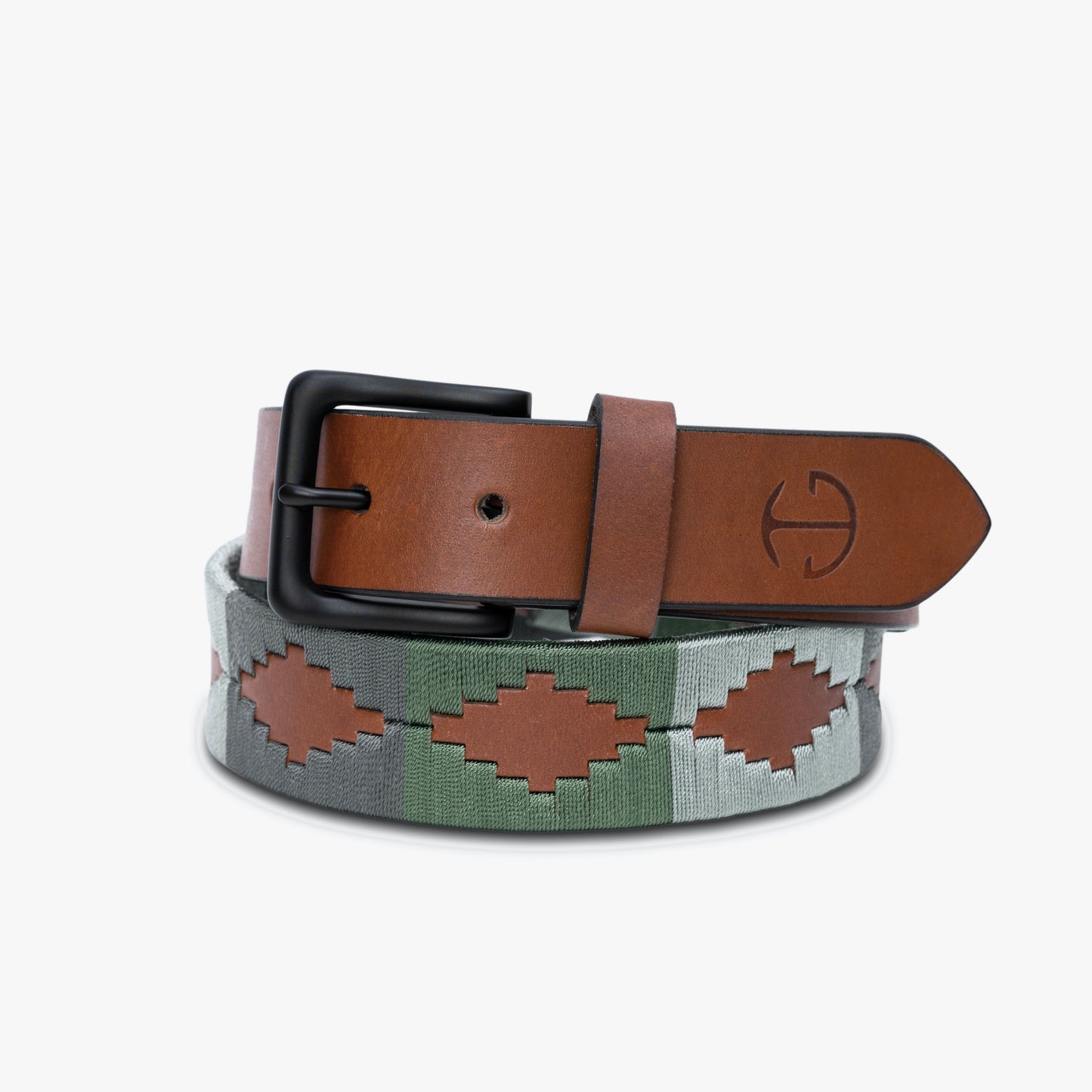 Halter Ego - El Valle  - Sage Green, Willow & Silver Cognac Leather Polo Belt