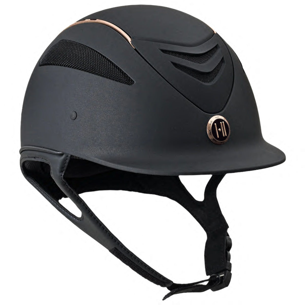 One K - Defender Helmet - Black Matte with Rose Gold Rail