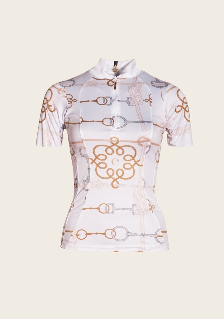 Espoir - Cable White Quarter Zip Show Sun Shirt Short Sleeve