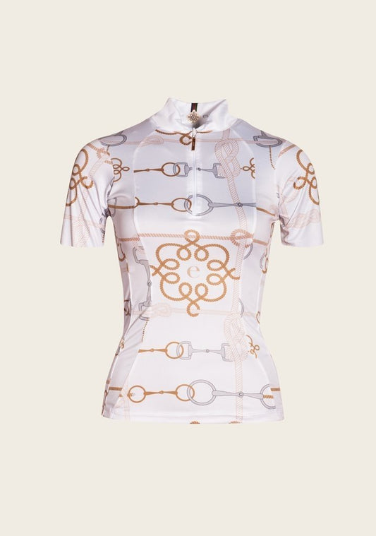 Espoir - Cable White Quarter Zip Show Sun Shirt Short Sleeve