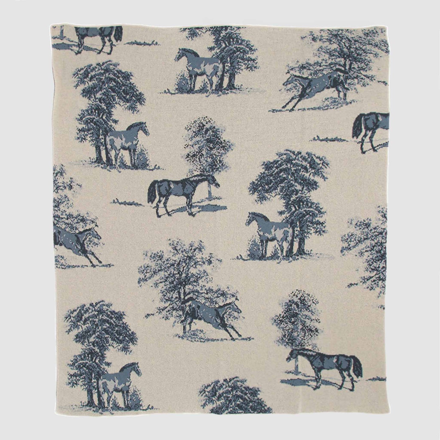 In2Green - Cotton Sustainable Knit Throw Blanket - Equestrian Toile