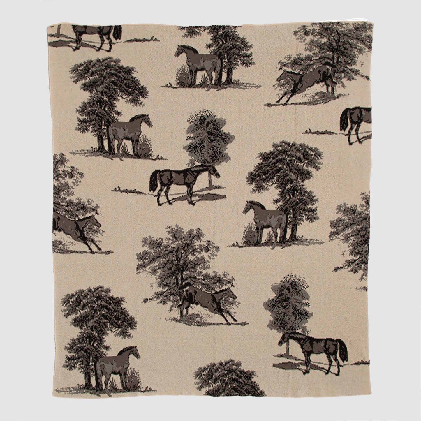 In2Green - Cotton Sustainable Knit Throw Blanket - Equestrian Toile