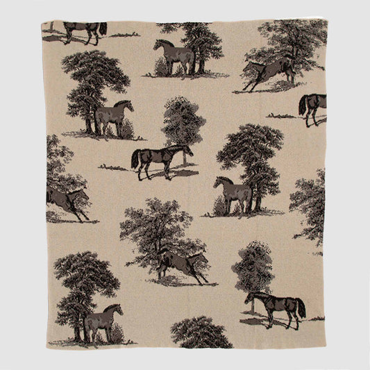 In2Green - Cotton Sustainable Knit Throw Blanket - Equestrian Toile