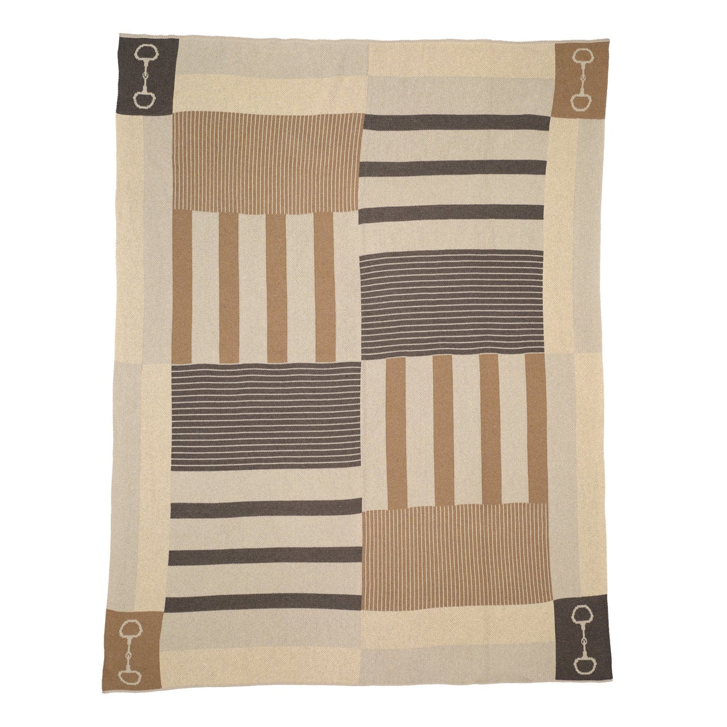 In2Green Cotton Sustainable Knit Plaid Throw Blanket - Equestrian Stable Stripe