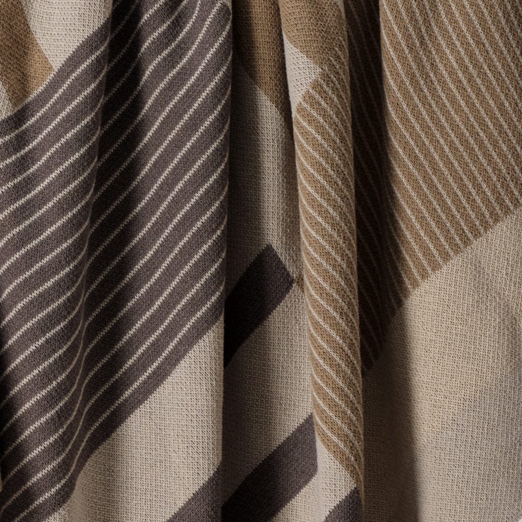 In2Green Cotton Sustainable Knit Plaid Throw Blanket - Equestrian Stable Stripe
