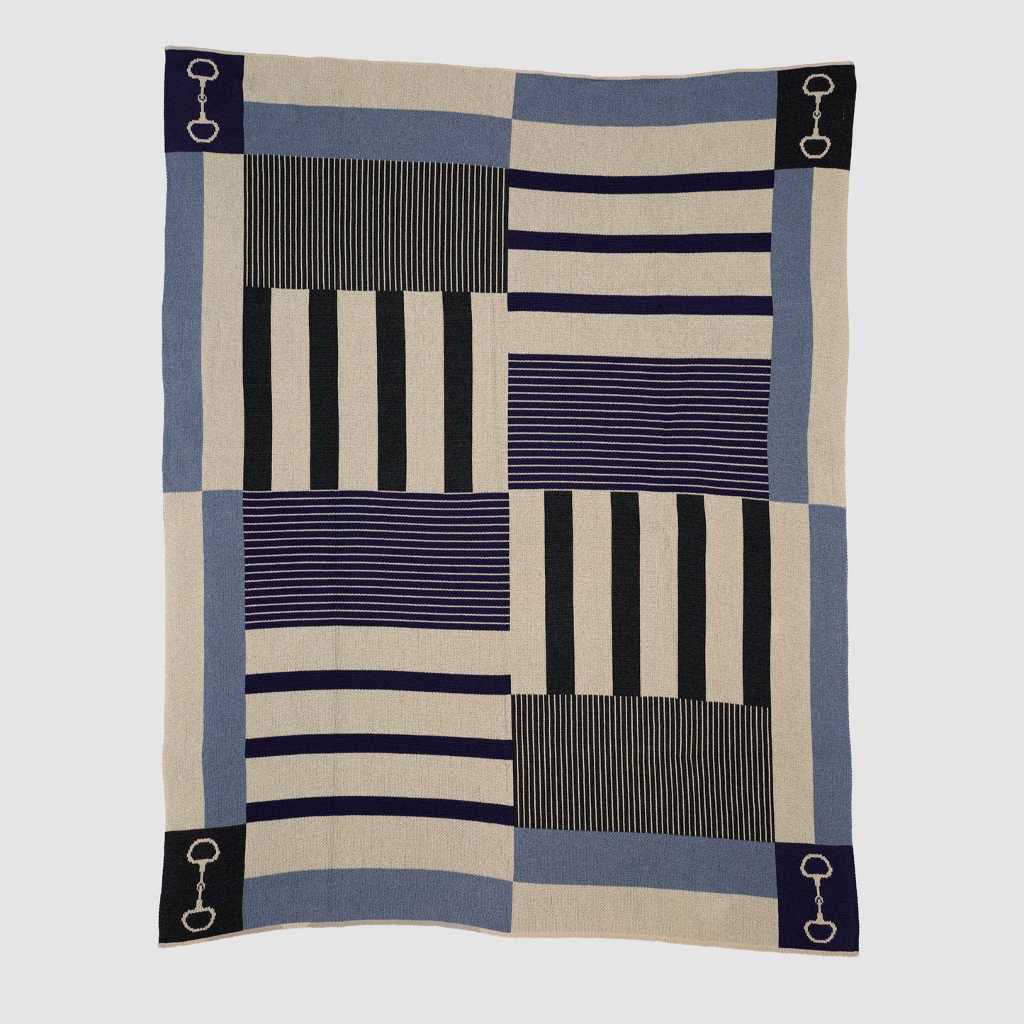 In2Green Cotton Sustainable Knit Plaid Throw Blanket - Equestrian Stable Stripe