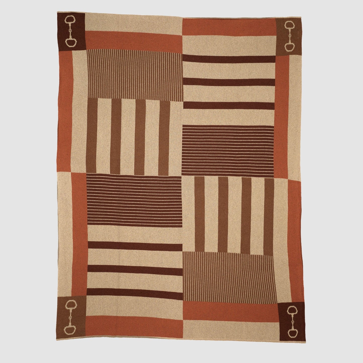 In2Green Cotton Sustainable Knit Plaid Throw Blanket - Equestrian Stable Stripe