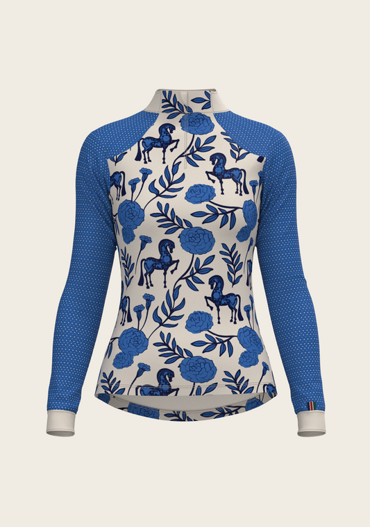 Espoir - Peony in Blue Sport Mesh Quarter Zip Sun Shirt