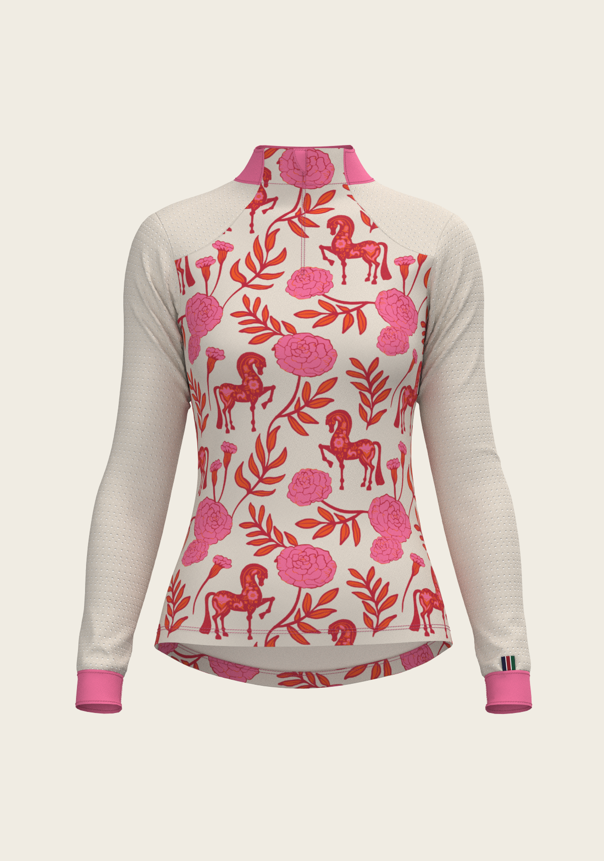 Espoir  - Peony in Pink Sport Mesh Quarter Zip Sun Shirt