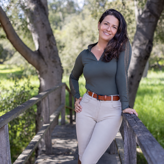 Halter Ego - Annabelle - Long Sleeve Lace Riding Top - Army Green