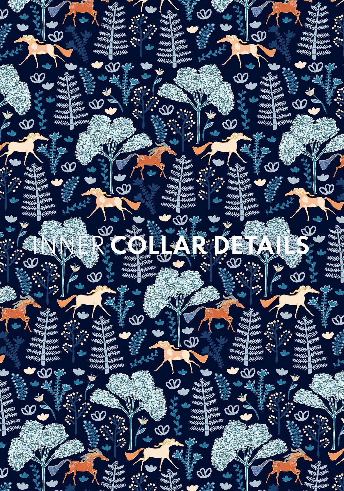  Espoir - White with Forest on Navy Inner Details Short Sleeve Show Shirt