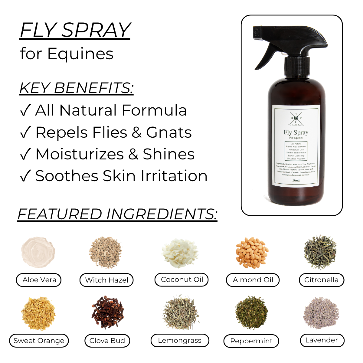 The Hoof & Paw Co. Fly Spray for Horses - 16oz