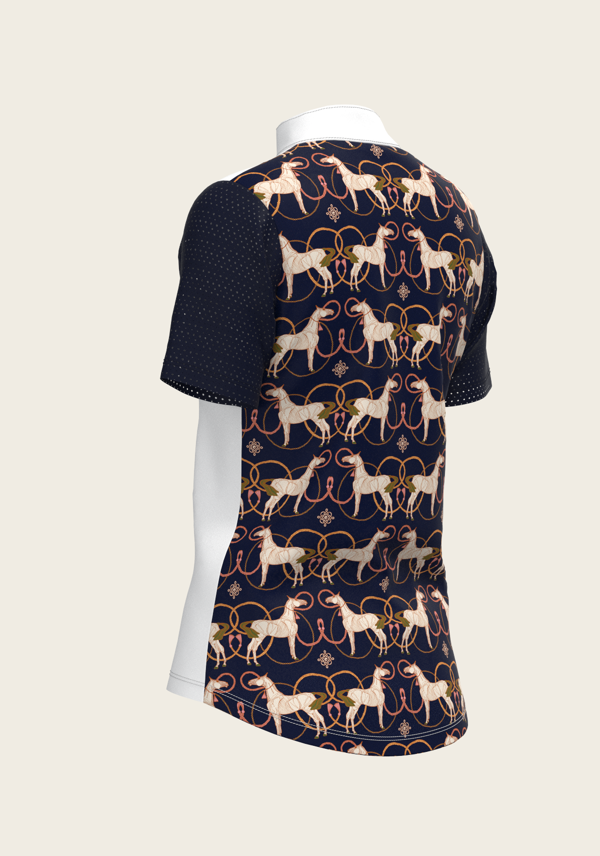Espoir - Roped Horses on Navy Short Sleeve Show Shirt