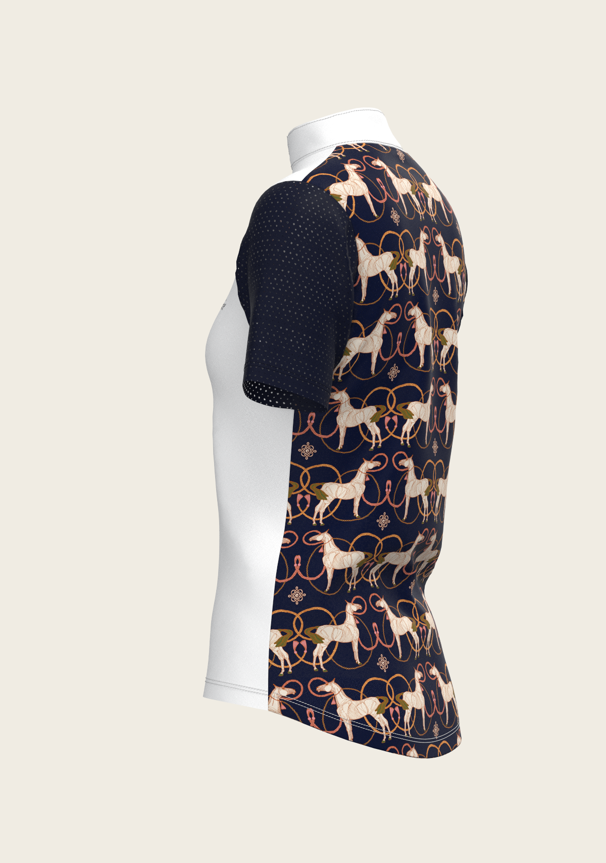 Espoir - Roped Horses on Navy Short Sleeve Show Shirt