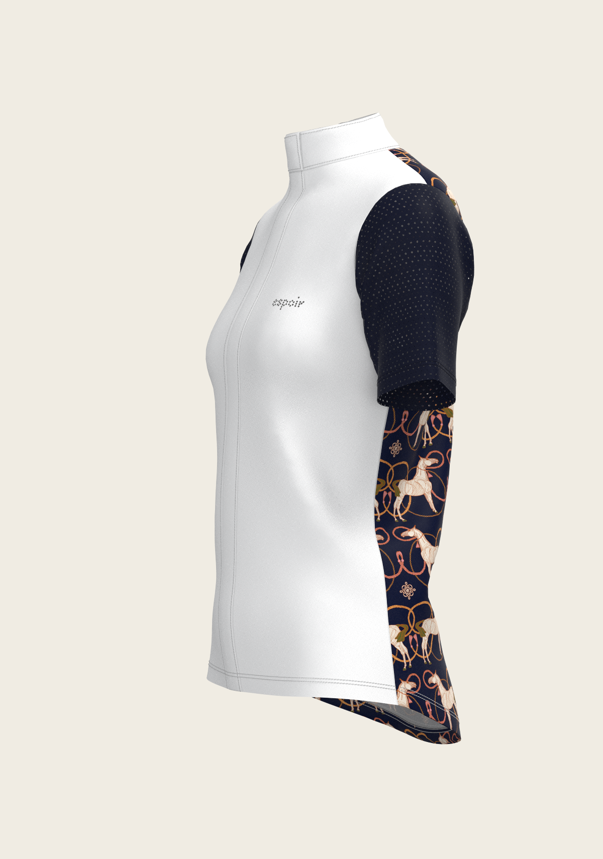 Espoir - Roped Horses on Navy Short Sleeve Show Shirt