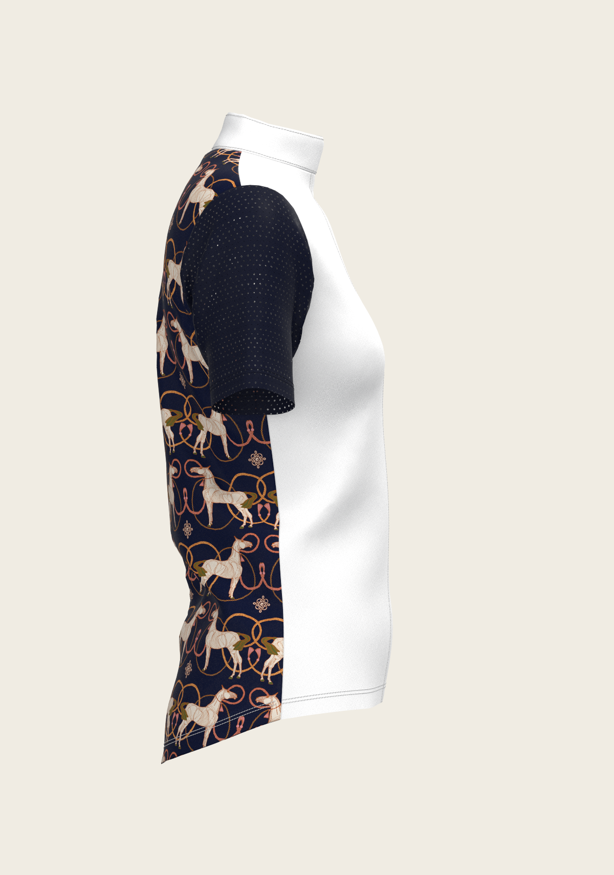 Espoir - Roped Horses on Navy Short Sleeve Show Shirt