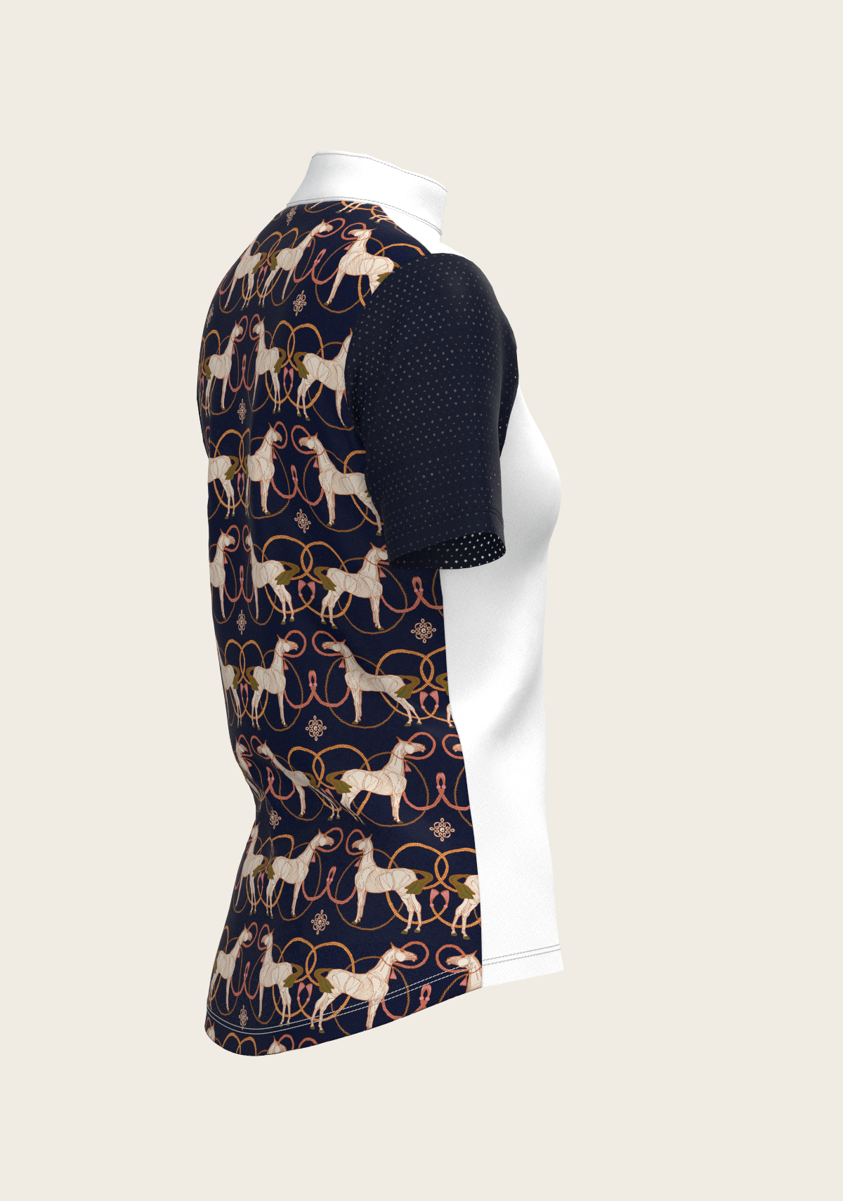 Espoir - Roped Horses on Navy Short Sleeve Show Shirt