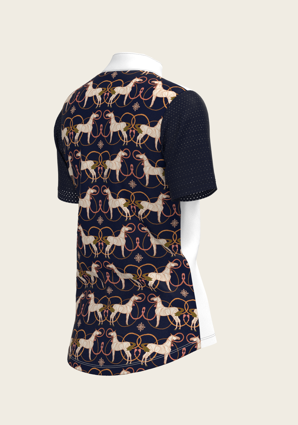 Espoir - Roped Horses on Navy Short Sleeve Show Shirt