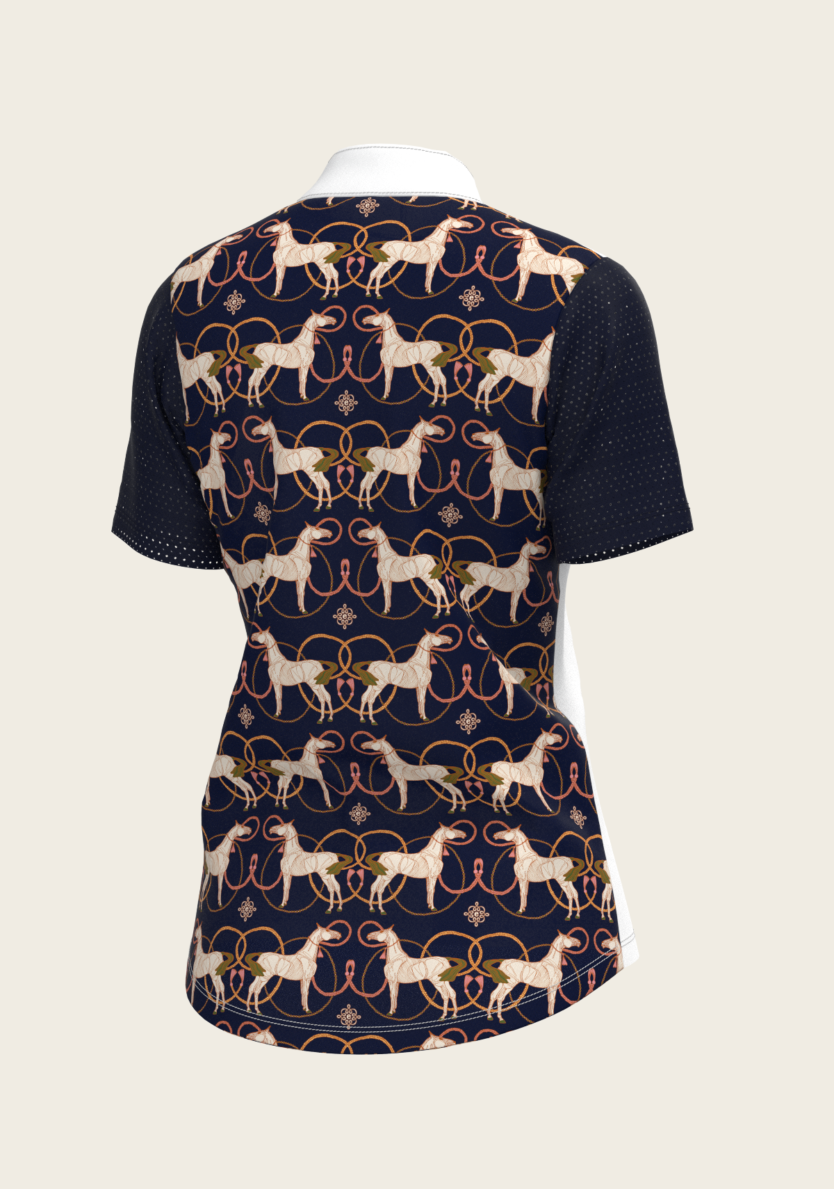 Espoir - Roped Horses on Navy Short Sleeve Show Shirt