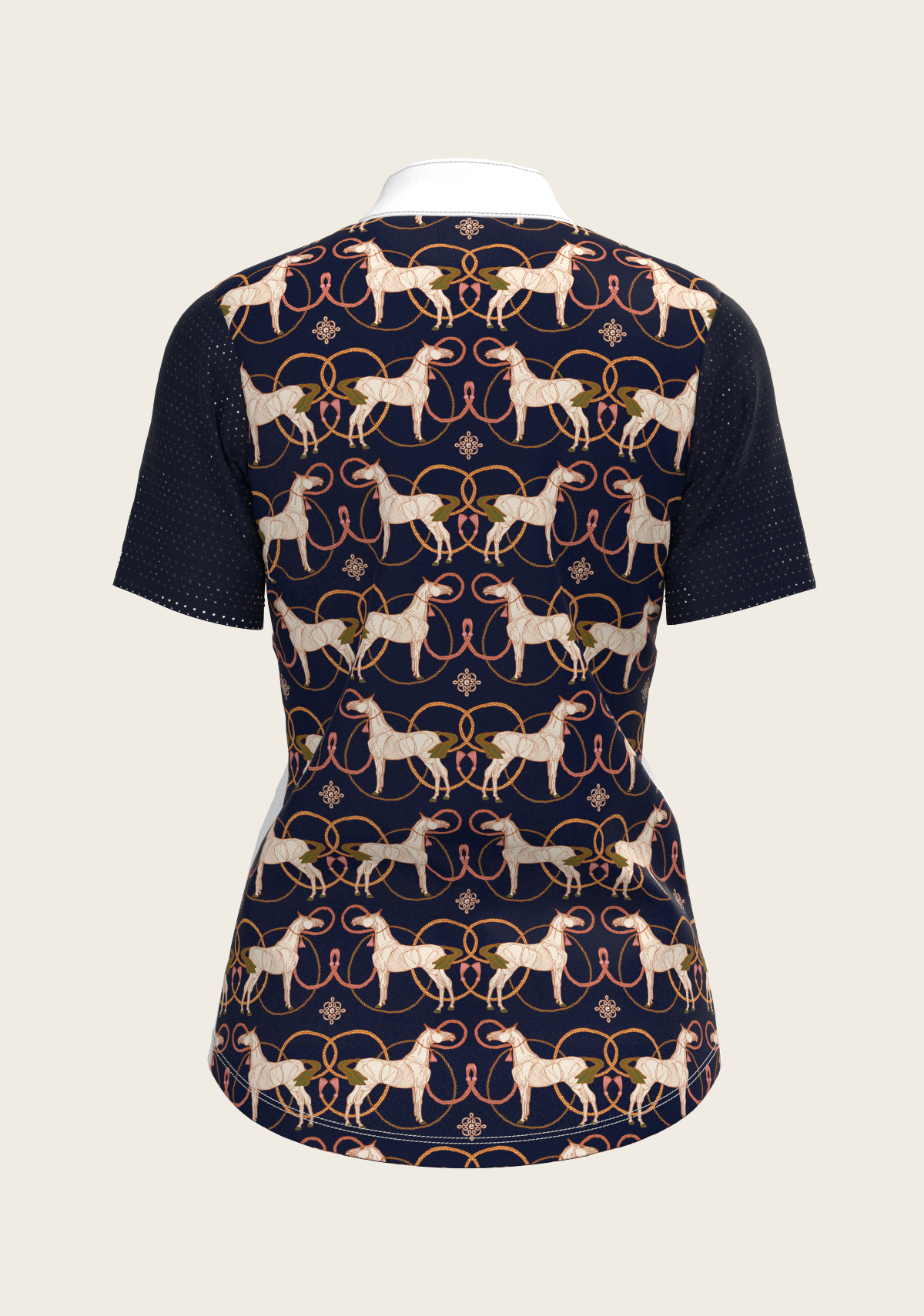 Espoir - Roped Horses on Navy Short Sleeve Show Shirt
